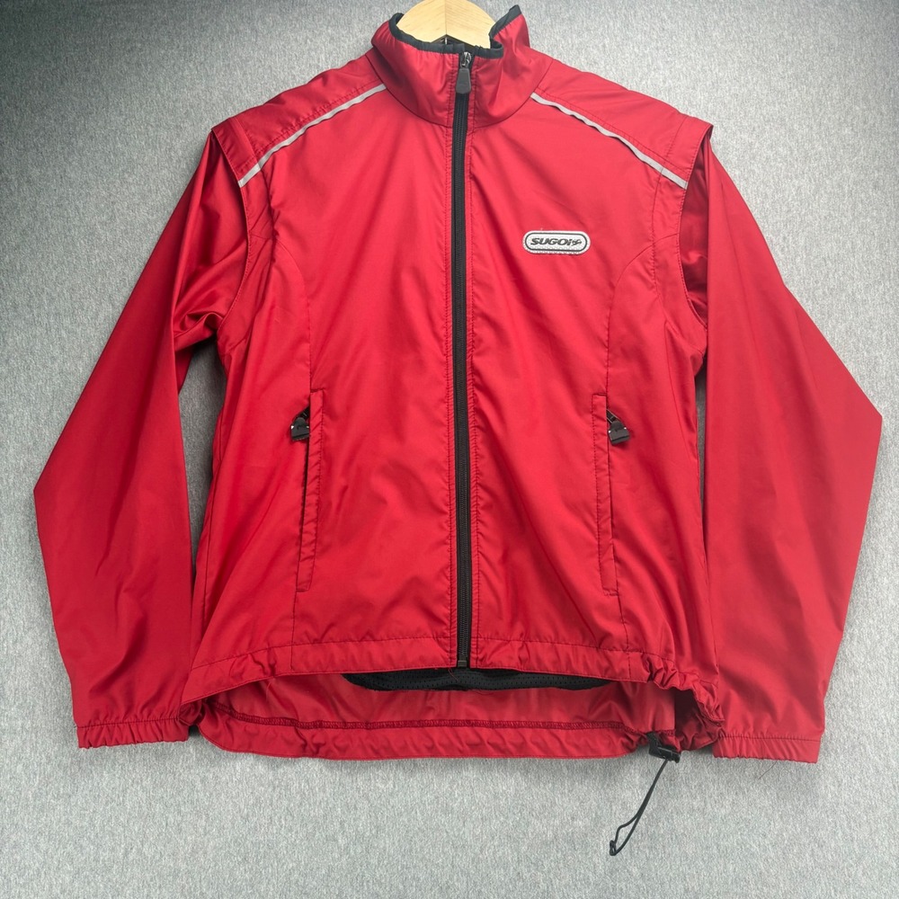 Sugoi Windbreaker Womens S Red Cycling Jacket Reflective‎ Full Zip Microfine